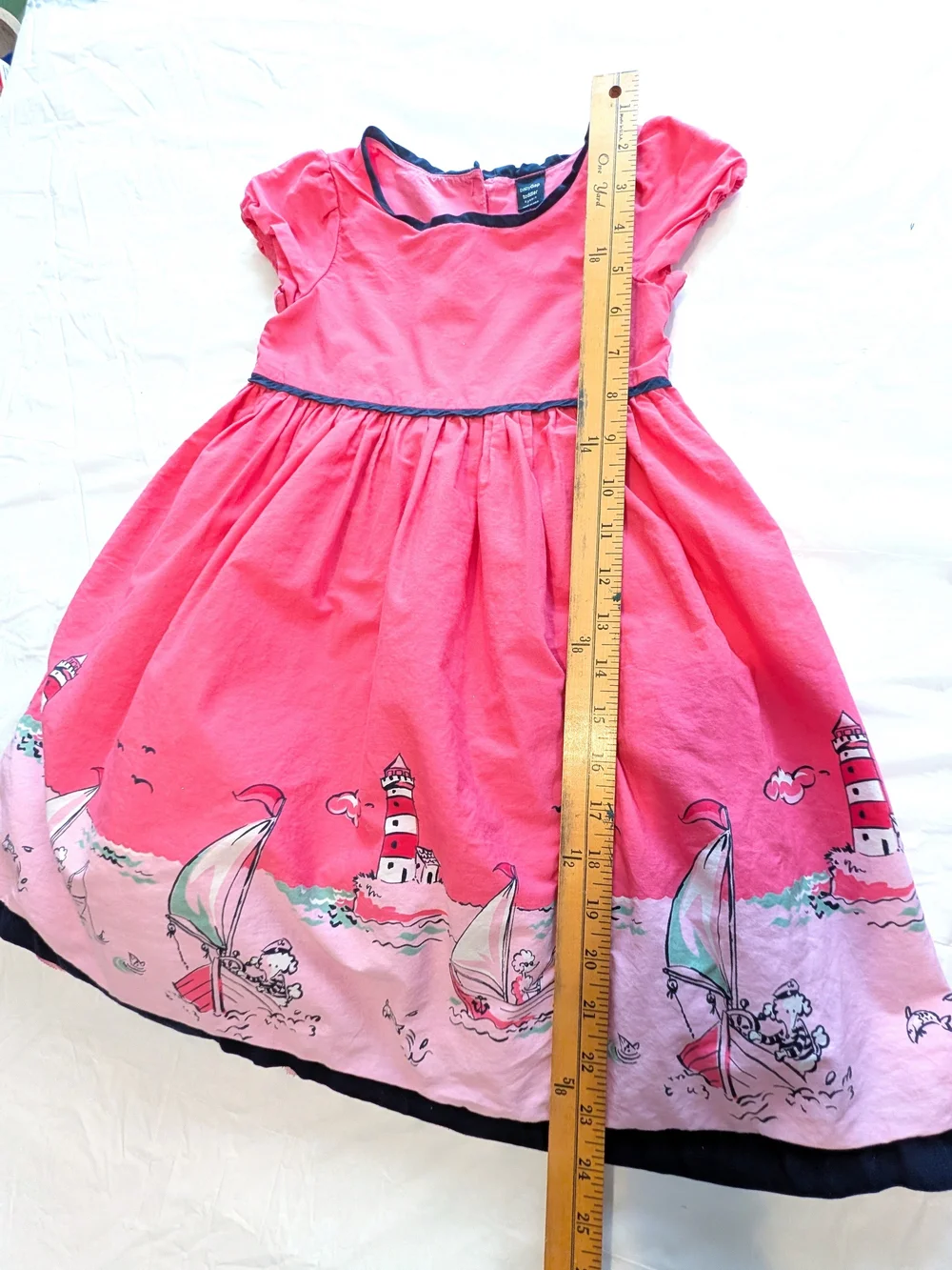 BabyGAP Pink Paris Poodle Sailboat Fishing Scene Dress W/ Tulle Slip Girls 4T